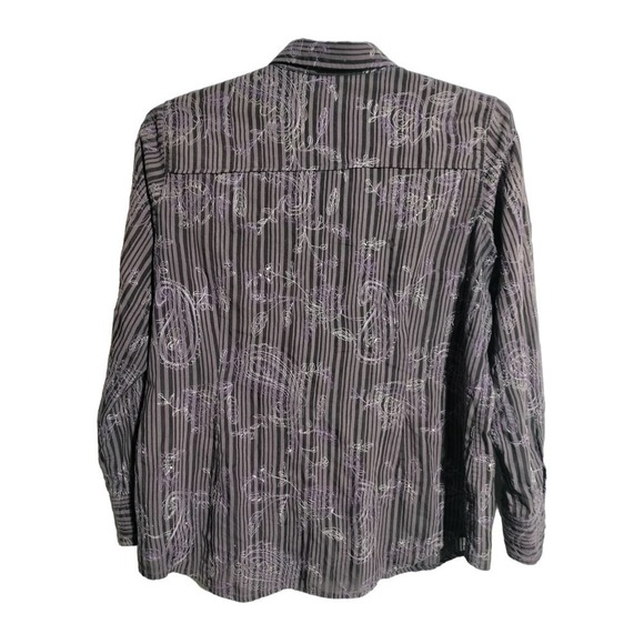 Ariat purple embroidered long sleeve snap front shirt men XL - Picture 2 of 6